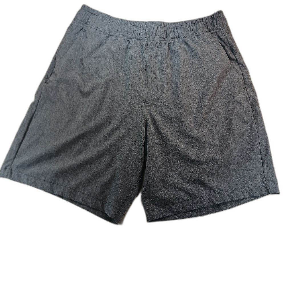 BCG Men's XL Run/ Race Performance Shorts. Gray/ Black Vent Stripe. 3 Pocket....
